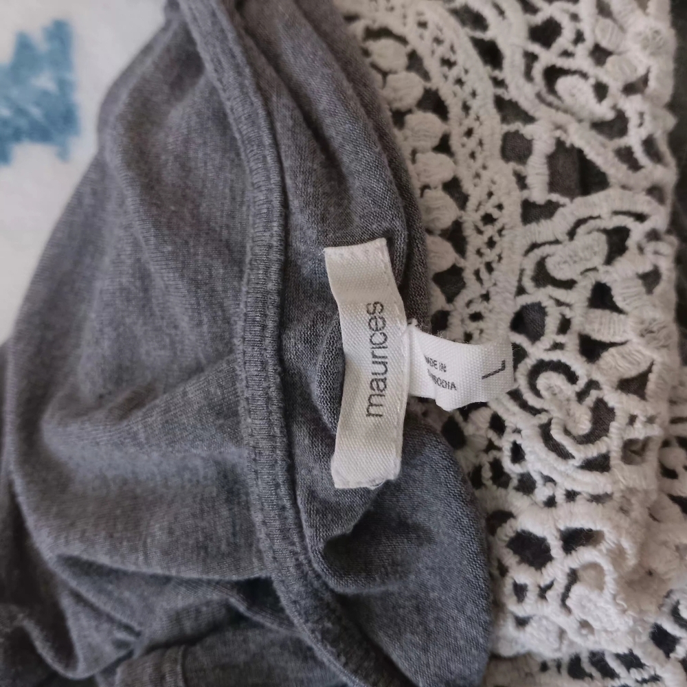 Maurices Gray Tank Top with White Crochet Yoke - Picture 7 of 9